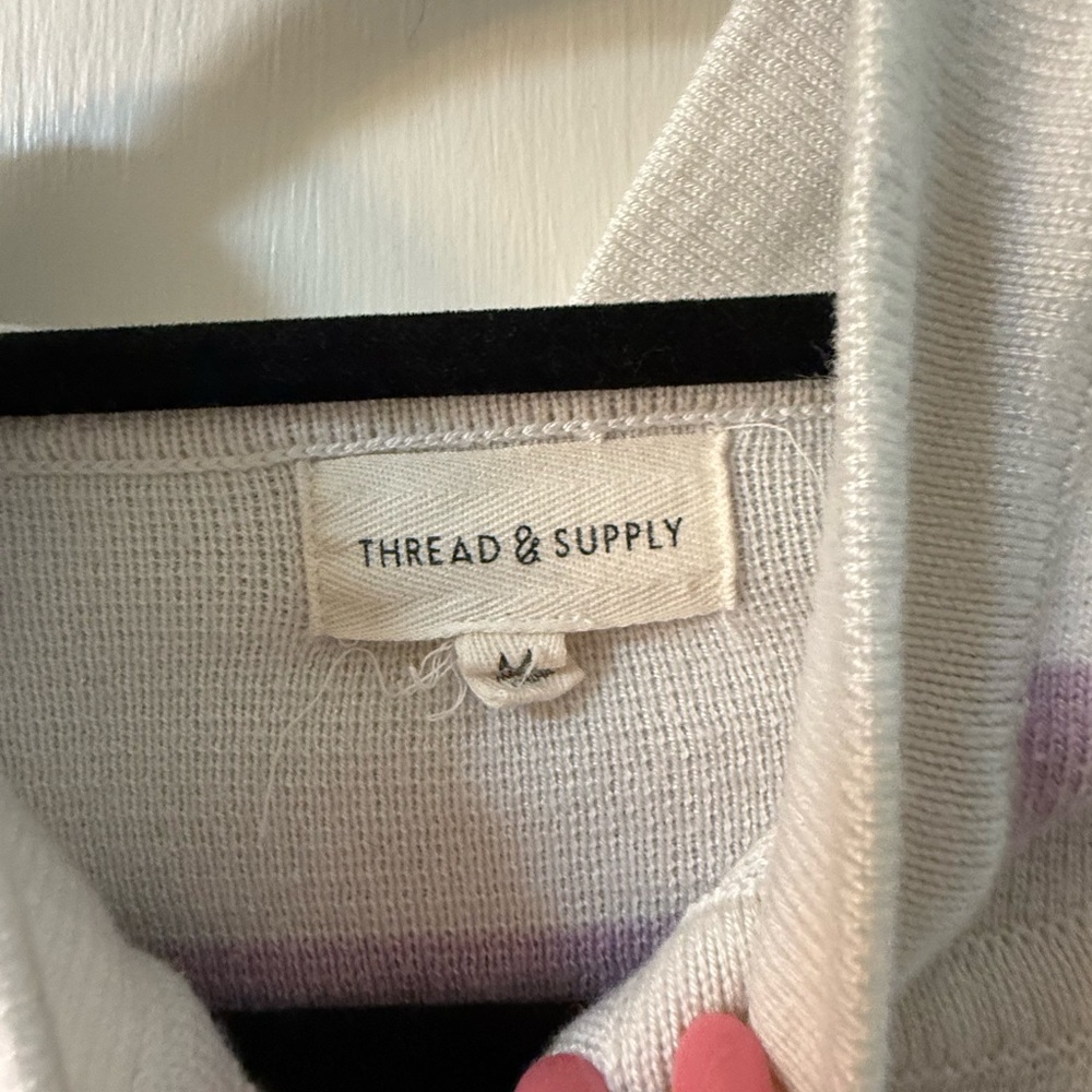 Thread & Supply Lavender and White Striped Hoodie - Picture 5 of 7